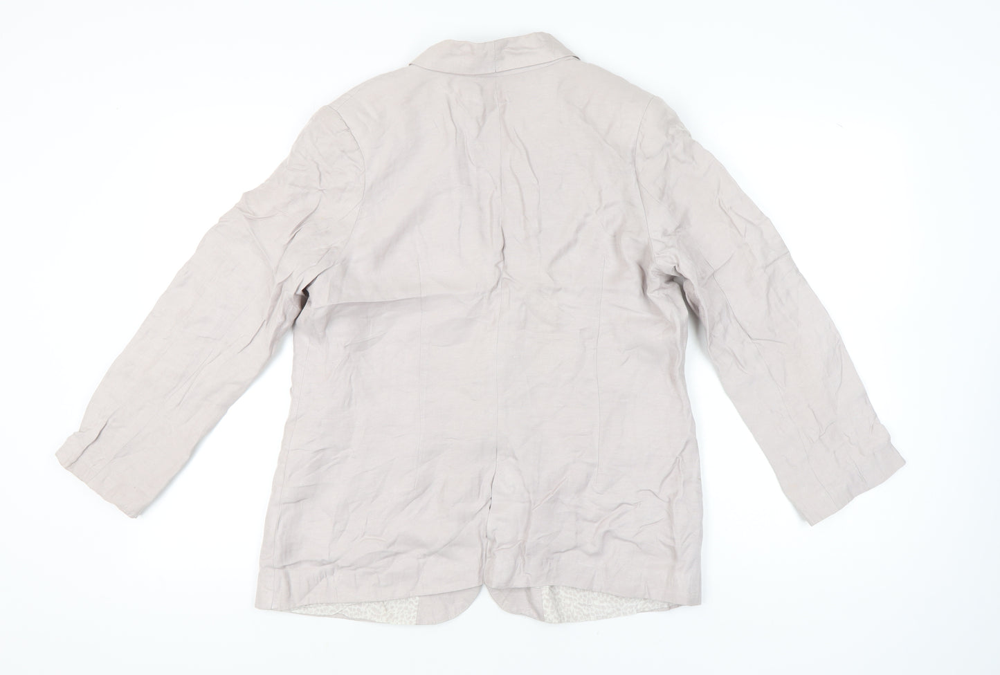 Mint Velvet Womens Beige Linen Blend Blazer Size 16 Single Breasted