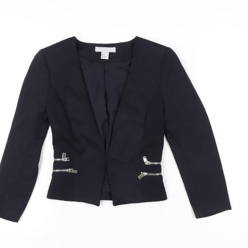 H&M Womens Black Slim Fit Blazer Jacket Size 4 Workwear Business