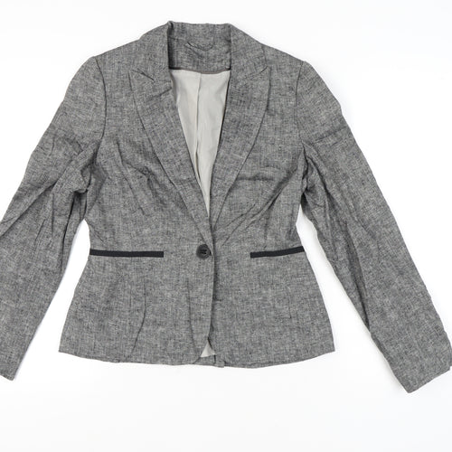 Dorothy Perkins Women Grey Linen Blend Size 10 Suit Jacket Blazer