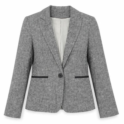 Dorothy Perkins Women Grey Linen Blend Size 10 Suit Jacket Blazer