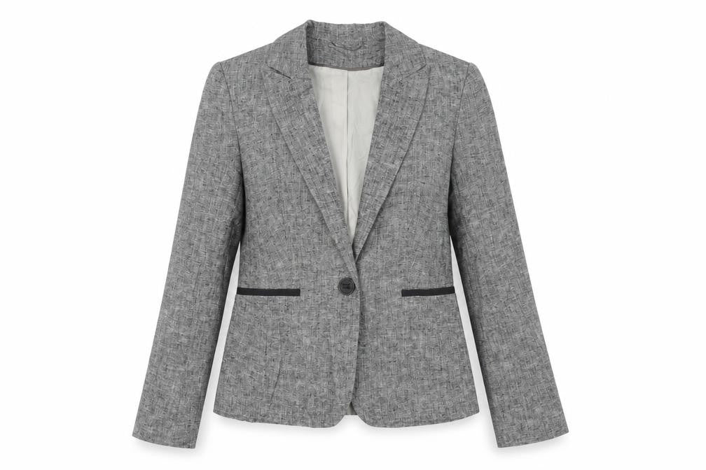 Dorothy Perkins Women Grey Linen Blend Size 10 Suit Jacket Blazer