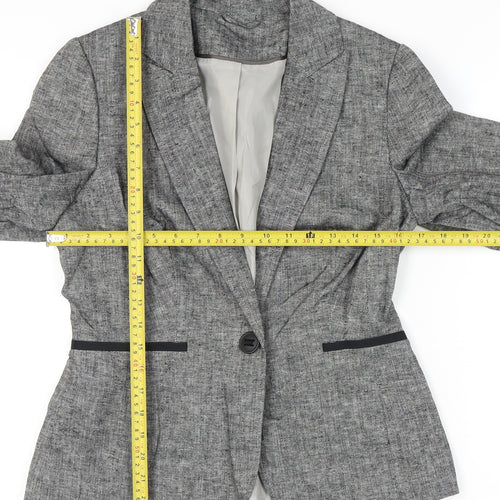 Dorothy Perkins Women Grey Linen Blend Size 10 Suit Jacket Blazer