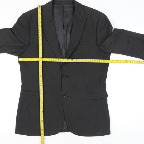 Next Men's Grey Blazer Jacket Size 40 Regular Fit Notch Lapel