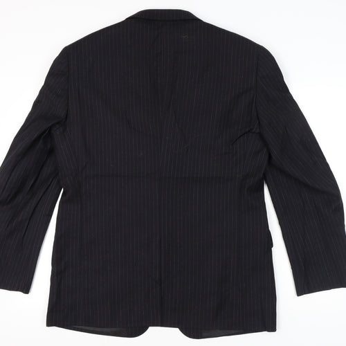 Marco Ricci Men’s Black Pinstripe Wool Blazer Jacket Size UK 46