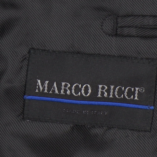 Marco Ricci Men’s Black Pinstripe Wool Blazer Jacket Size UK 46