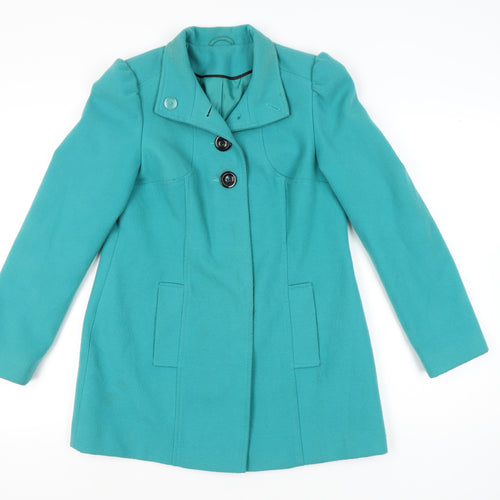 F&F Women’s Green Mid-Length Coat Size 10 Button Classic