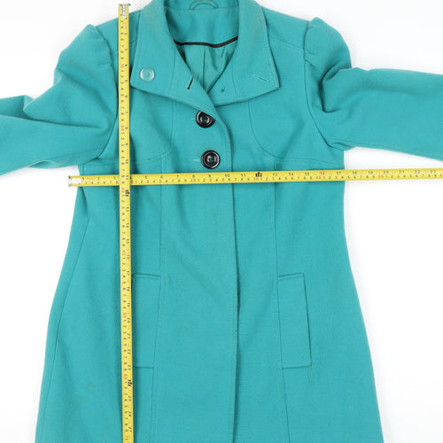 F&F Women’s Green Mid-Length Coat Size 10 Button Classic