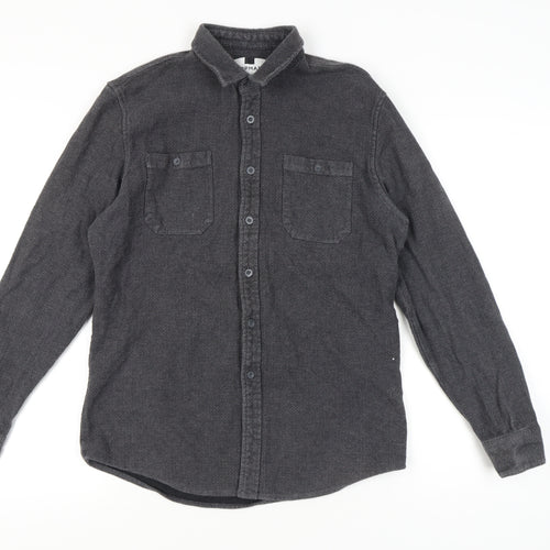 Topman Men’s Grey Flannel Cotton Button-Up Shirt Size M 38"-40" Regular Fit