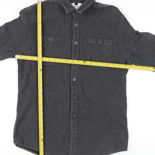 Topman Men’s Grey Flannel Cotton Button-Up Shirt Size M 38"-40" Regular Fit