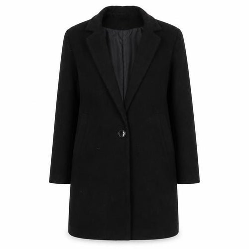 Bershka Women’s Black Wool Blend Mid-Length Overcoat Size 12