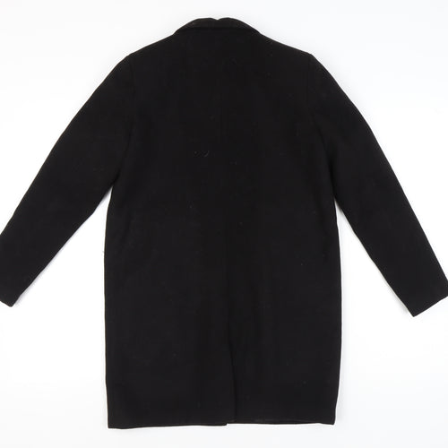Bershka Women’s Black Wool Blend Mid-Length Overcoat Size 12