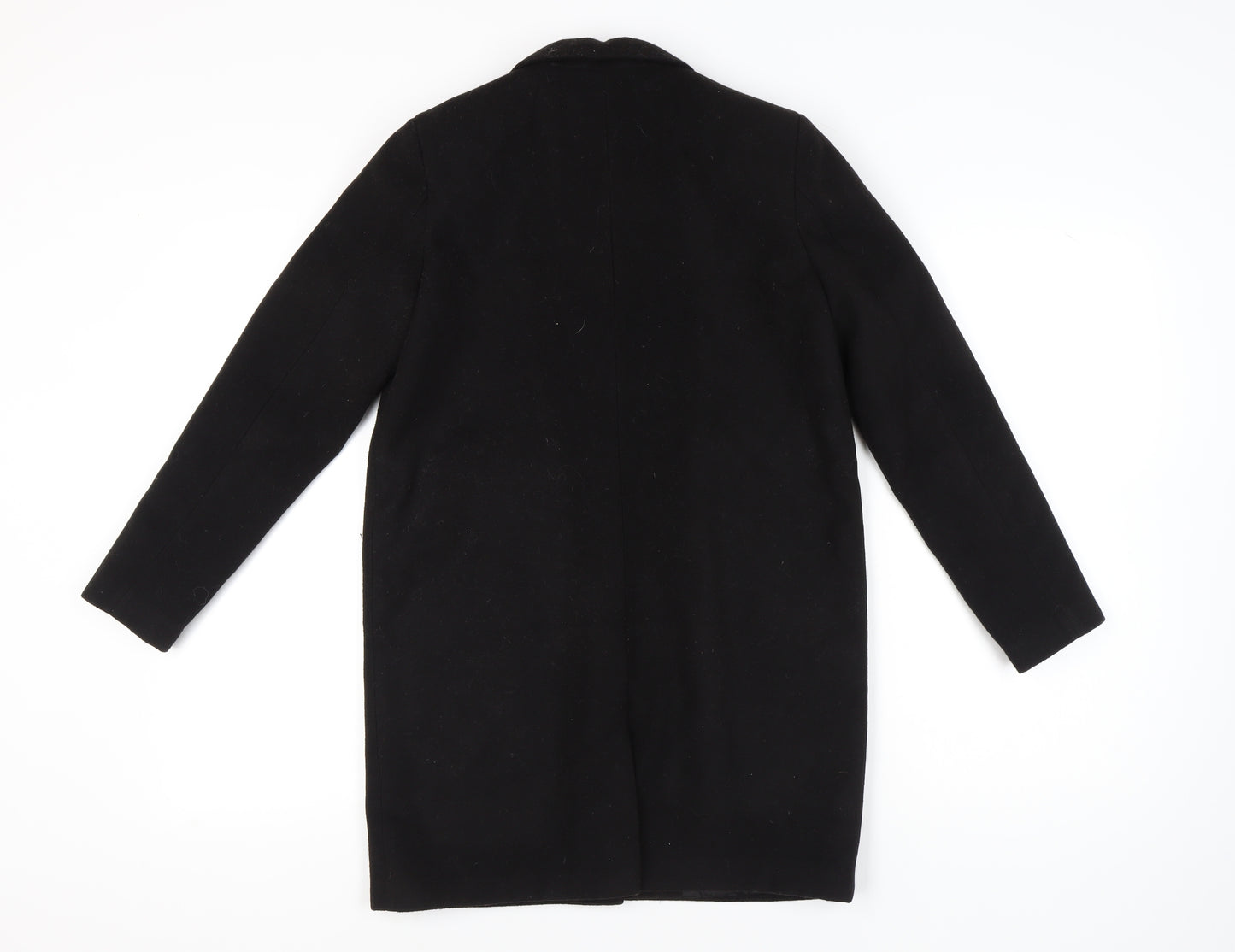 Bershka Women’s Black Wool Blend Mid-Length Overcoat Size 12
