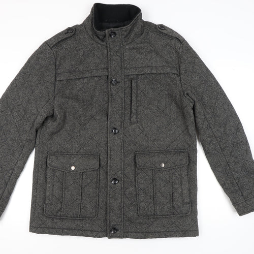 George Men's Grey Quilted Wool Blend Jacket XL 45"-47" Casual Workwear