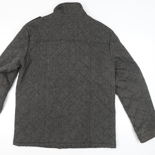 George Men's Grey Quilted Wool Blend Jacket XL 45"-47" Casual Workwear