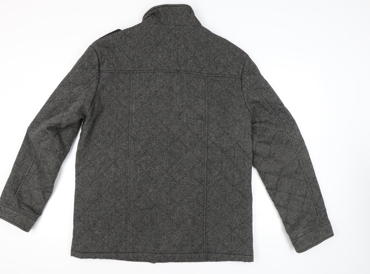 George Men's Grey Quilted Wool Blend Jacket XL 45"-47" Casual Workwear