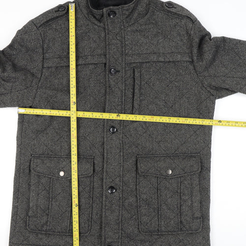 George Men's Grey Quilted Wool Blend Jacket XL 45"-47" Casual Workwear