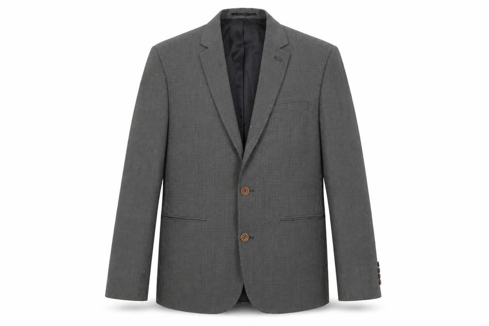 Front view of ASOS Men’s Grey Slim Fit Checked Blazer Jacket 40 Chest