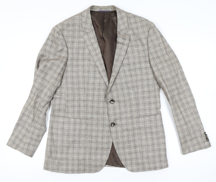 Tommy Hilfiger Men Beige Check Blazer Jacket Size 52 Regular Fit