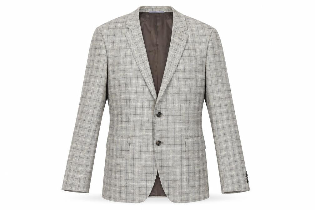 Tommy Hilfiger Men Beige Check Blazer Jacket Size 52 Regular Fit