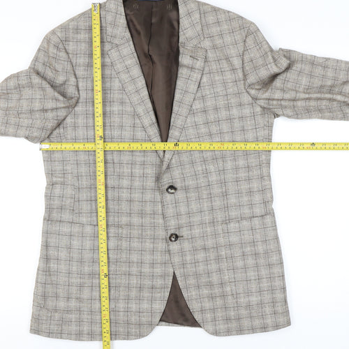 Tommy Hilfiger Men Beige Check Blazer Jacket Size 52 Regular Fit