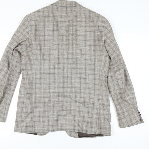 Tommy Hilfiger Men Beige Check Blazer Jacket Size 52 Regular Fit