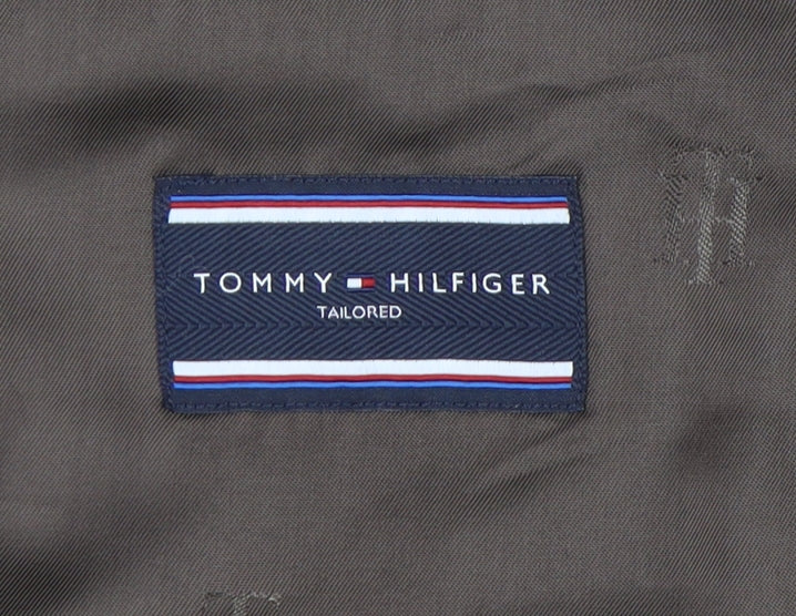 Tommy Hilfiger Men Beige Check Blazer Jacket Size 52 Regular Fit