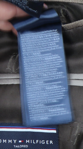 Tommy Hilfiger Men Beige Check Blazer Jacket Size 52 Regular Fit