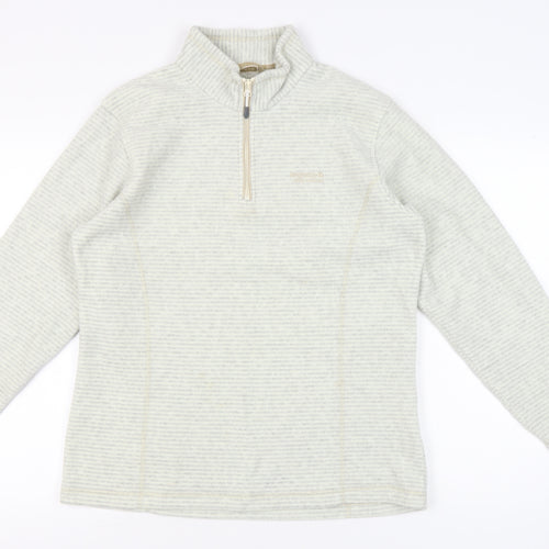 Regatta Women’s Beige Striped 1/4 Zip Fleece Sweatshirt UK 14