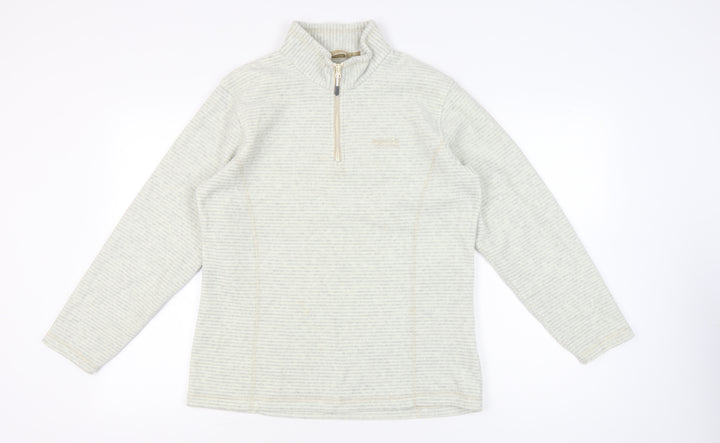 Regatta Women’s Beige Striped 1/4 Zip Fleece Sweatshirt UK 14