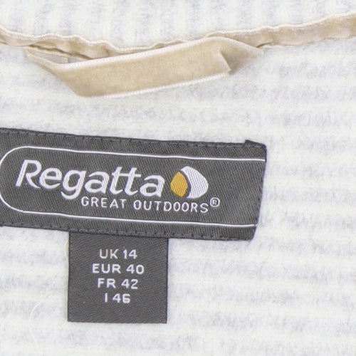 Regatta Women’s Beige Striped 1/4 Zip Fleece Sweatshirt UK 14