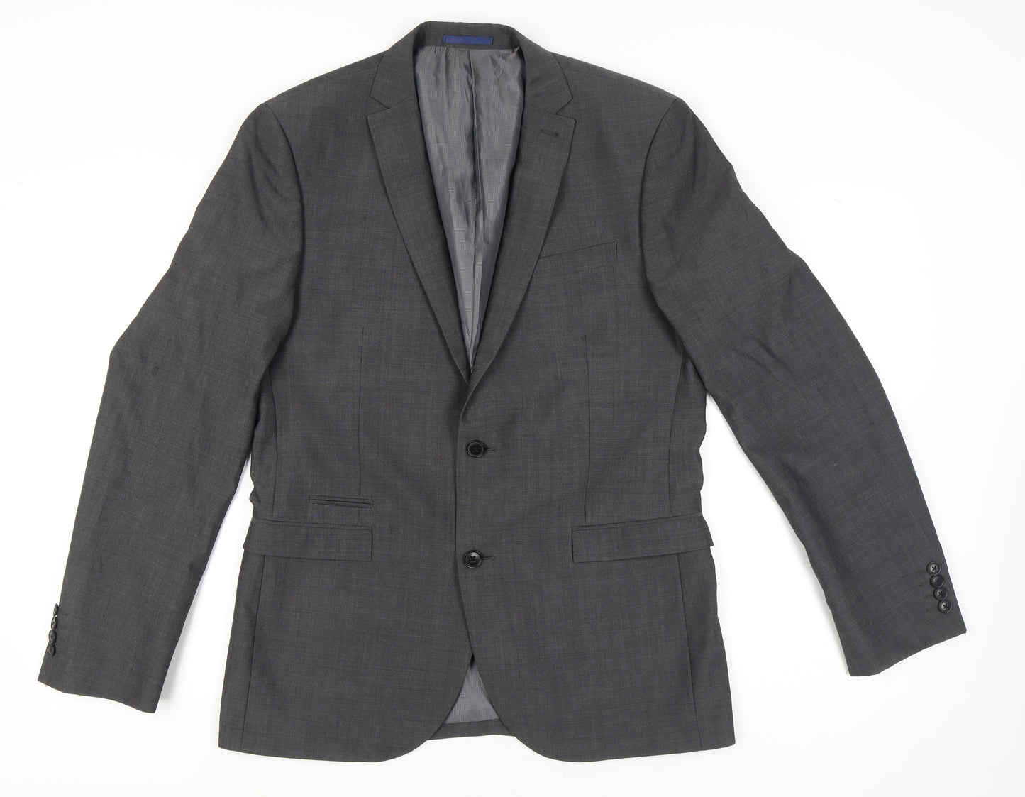 Next Men’s Grey 42L Blazer Jacket Wool Blend Formal