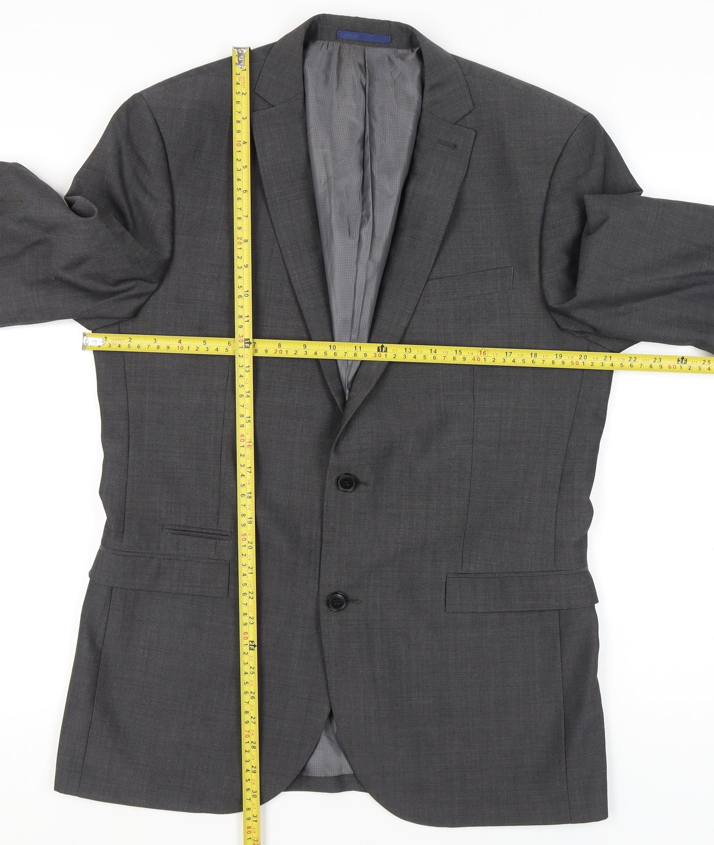 Next Men’s Grey 42L Blazer Jacket Wool Blend Formal