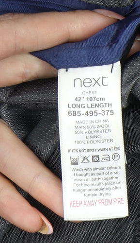 Next Men’s Grey 42L Blazer Jacket Wool Blend Formal