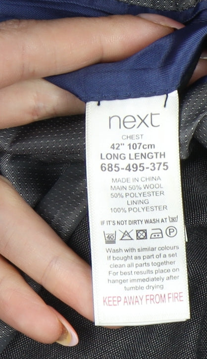 Next Men’s Grey 42L Blazer Jacket Wool Blend Formal