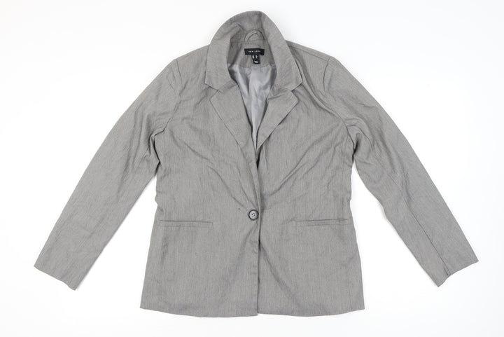 New Look Women Grey Size 12 Regular Fit Single Breasted Blazer