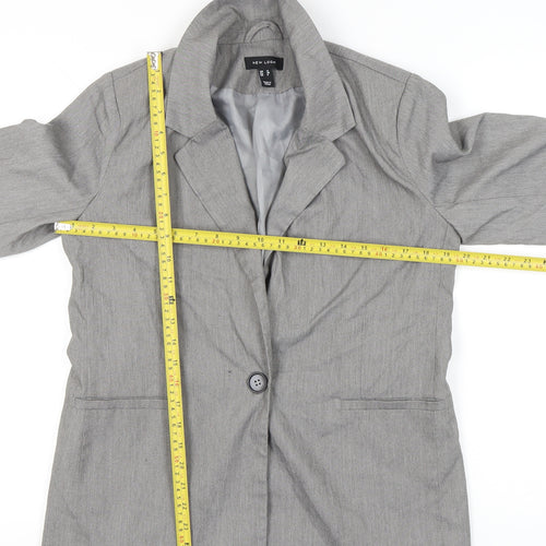 New Look Women Grey Size 12 Regular Fit Single Breasted Blazer