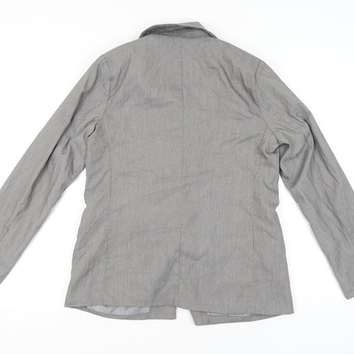 New Look Women Grey Size 12 Regular Fit Single Breasted Blazer
