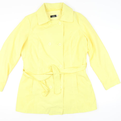 David Barry Women’s Yellow Trench Coat Size 16 Belted Mid-Length