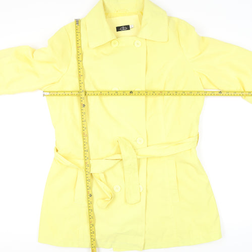 David Barry Women’s Yellow Trench Coat Size 16 Belted Mid-Length