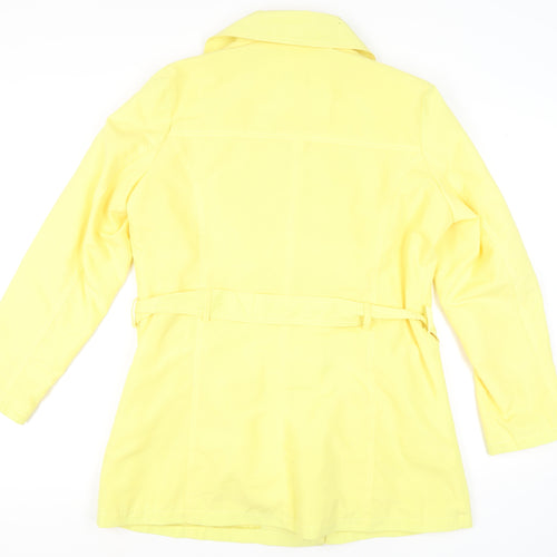 David Barry Women’s Yellow Trench Coat Size 16 Belted Mid-Length