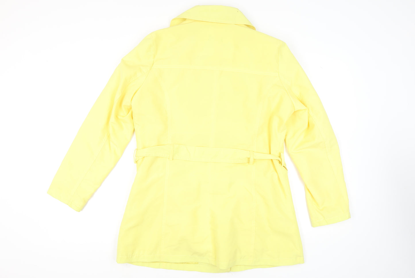 David Barry Women’s Yellow Trench Coat Size 16 Belted Mid-Length