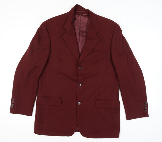 Douglas Men's Red Wool Blazer Jacket 50R Notch Lapel Classic Formal