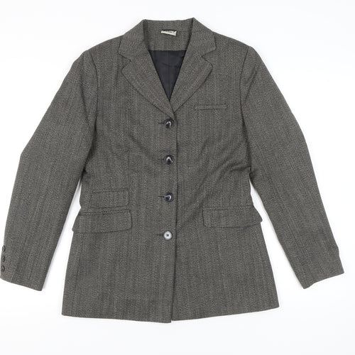 Select Women Grey Herringbone Suit Jacket Size 12 Tailored Blazer