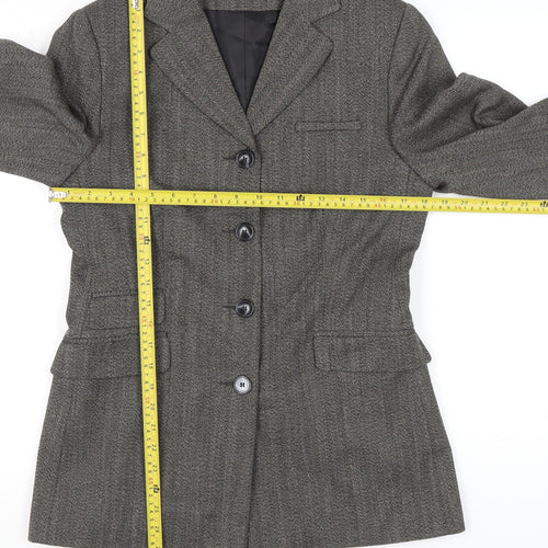 Select Women Grey Herringbone Suit Jacket Size 12 Tailored Blazer