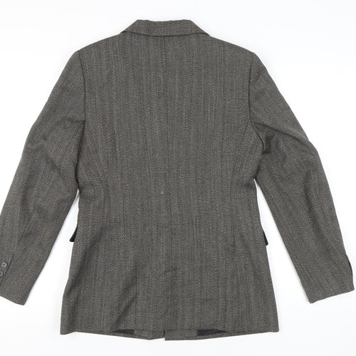Select Women Grey Herringbone Suit Jacket Size 12 Tailored Blazer