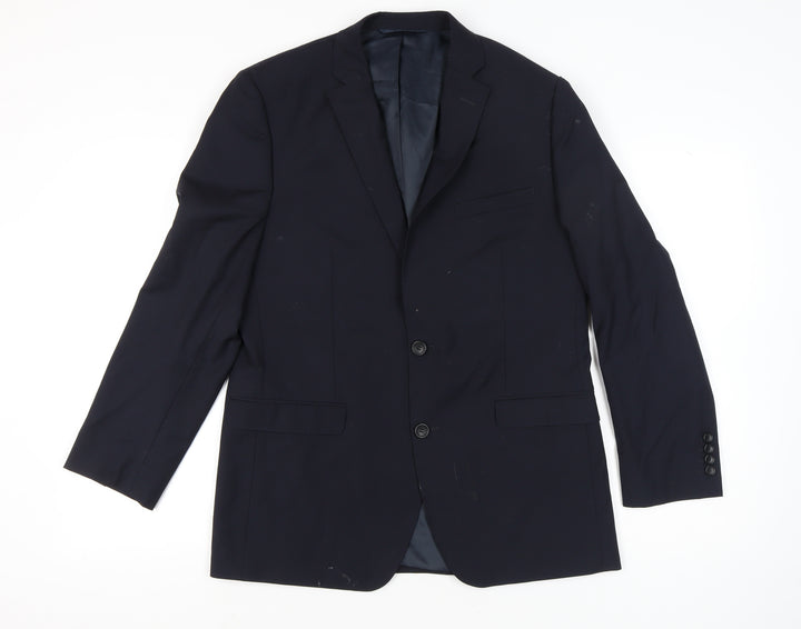 Moss 1851 Men's Blue 42R Tailored Fit Wool Blend Blazer Jacket