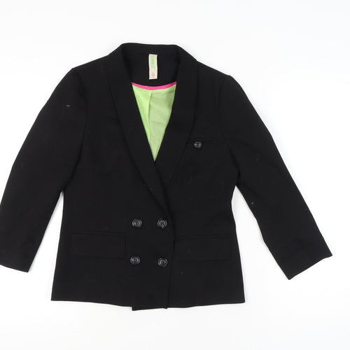 Denim Co Women Black Size 8 Double-Breasted Blazer Jacket