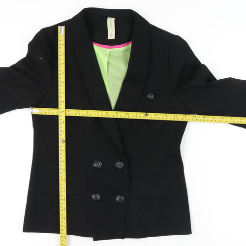 Denim Co Women Black Size 8 Double-Breasted Blazer Jacket
