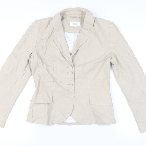 Marks and Spencer Women’s Beige Linen Blend Tailored Suit Jacket Size 10