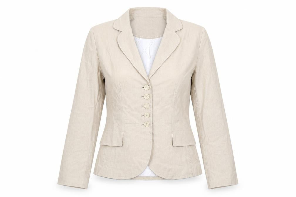 Marks and Spencer Women’s Beige Linen Blend Tailored Suit Jacket Size 10